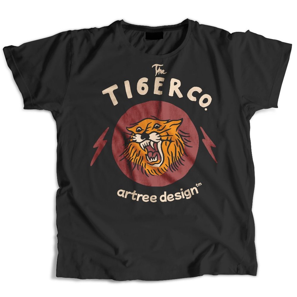 Retro Vintage Asian Tiger Chinese Japanese Style Heavyweight T shirt Mens Womens